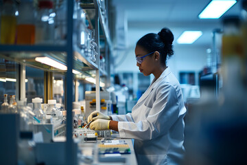  portrait of a female scientist working in laboratory  