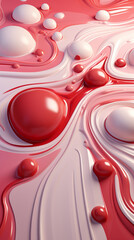Abstract background with pink 3d waves and bubles.