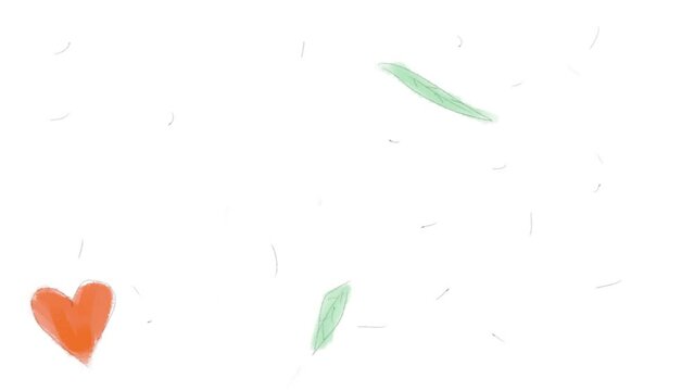 Watercolor background with leaves, sun, cloud and rain for spring, summer and romantic projects.