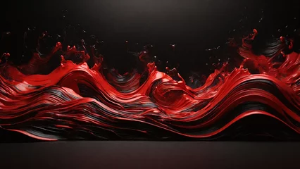 Foto op Plexiglas 3d render, abstract background, red and black paint flow, modern art © Юлия Васильева