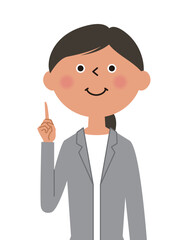 指をさすスーツの女性