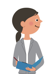 ファイルを持つスーツの女性