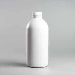 White bottle on a white background. Hyper-realistic, sharp focus, minimalistic product photography