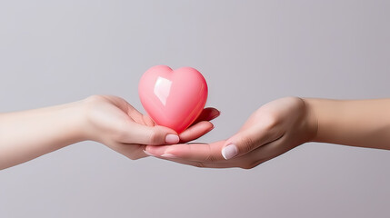 Hand hold Pink heart for organ donor awareness, world heart day , valentines day.