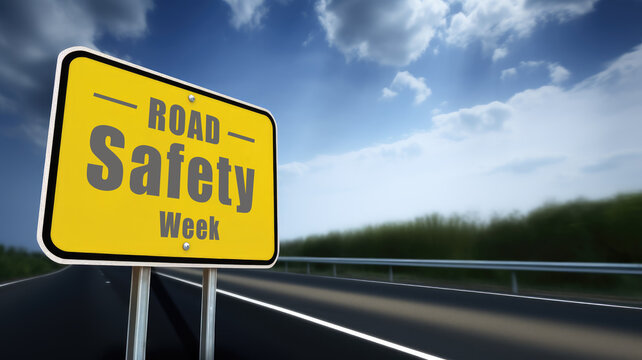 National Road safety week sign, symbol ,a warning.