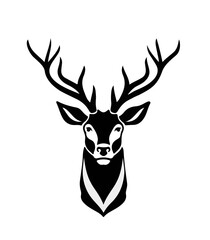 an adult male deer head on a white background; 