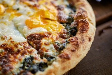 Homemade pizza spinach cheese