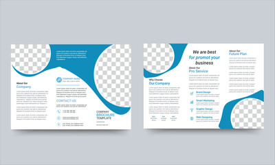 Tri fold brochure design with circle, corporate business template for tri fold brochure