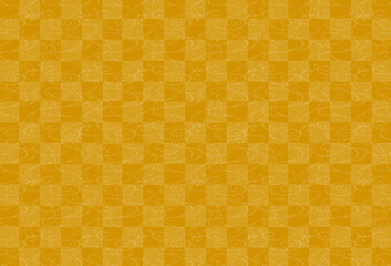 和柄　素材　市松模様と流水文　流水文様　流水紋　高級感　ゴールド　キラキラ和風　和紙　年賀状　正月　シンプル