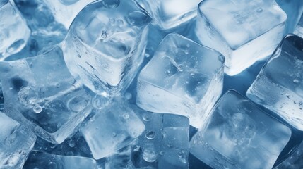 Background of blue ice cubes