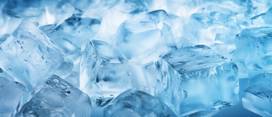 Background of blue ice cubes - obrazy, fototapety, plakaty