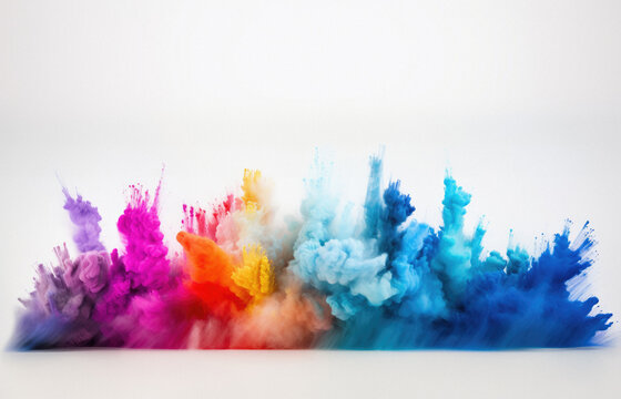 Colorful paint explosion isolated on a white background .