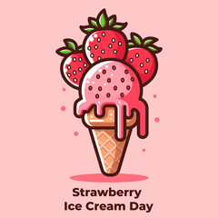 National Strawberry Ice Cream Day. event banner. Fun Holidays