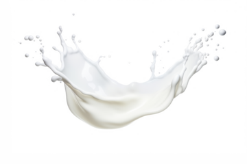 Milk drops and splashes isolated on transparent background. Abstract background with splashing white liquid