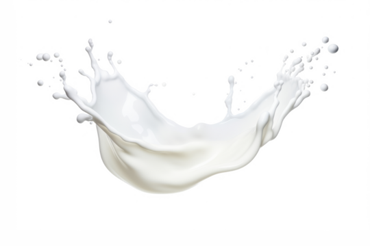 Milk drops and splashes isolated on transparent background. Abstract background with splashing white liquid