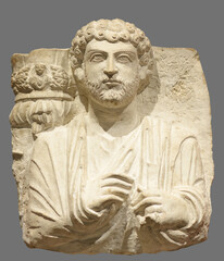 Palmyrene funerary relief bust produced in Palmyra (Syria)