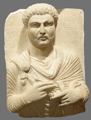 Palmyrene funerary relief bust produced in Palmyra (Syria)