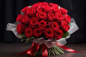 A beautiful bouquet of red roses for a lover.