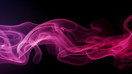 Pink smoke on the black background. Pink cloud fogs backdrop.