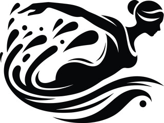 Female Swimmer Silhouette Vector for Competitive Sports