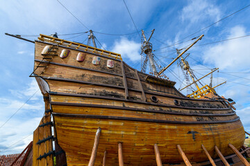 Ship Replica Nao Victoria That Was Part Of The Fleet Commanded By Ferdinand Magellan Near Punta...