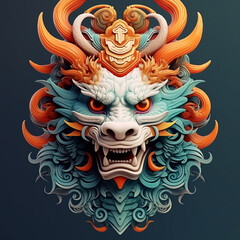 The head of a super cute Chinese dragon