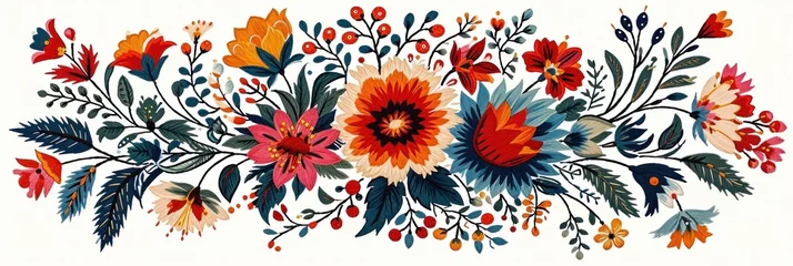 Abwaschbare Fototapete Boho-Stil Slovak folk embroidery sticker design