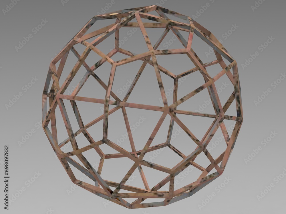 Aufkleber wireframe shape deltoidal hexecontahedron 3d print model