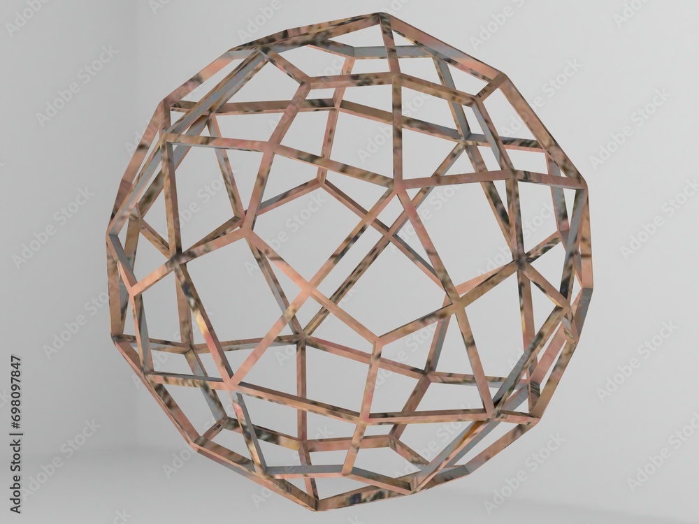 Poster wireframe shape deltoidal hexecontahedron 3d print model