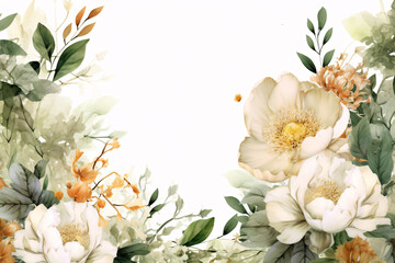 Watercolor floral Borders background for wedding, greetings card, stationary and fashion posters
