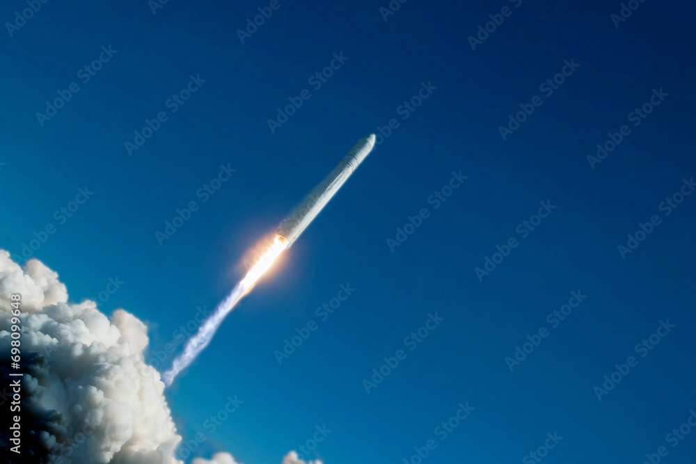 Wall mural rocket launch into space. elements of this image furnished by nasa