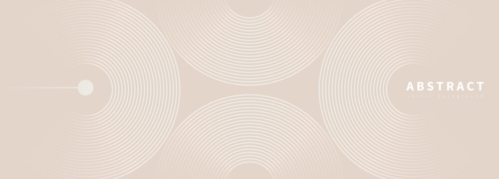 Fototapeta Beige delicate abstract geometric vector background with circular lines.