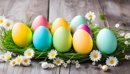 Obraz na płótnie Canvas Decorative Easter eggs as background
