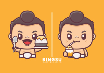 cute cartoon sumo with bingsu