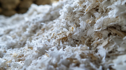 Recycled regrind paper to create recycled paper from pulp. Environmental friendliness, preservation of trees and forests, paper reuse.