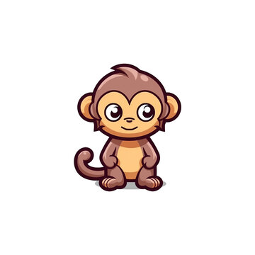 A cartoon monkey on a transparent background, cutest sticker illustration, highly detailed character design, pastel color, die cut sticker, sticker concept design.