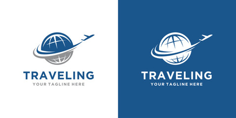 Holiday season and airline holiday travel agency logo. creative logos for businesses and airline ticket agents, holidays and companies.