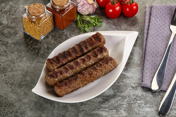 Grilled beef kebab minced meat