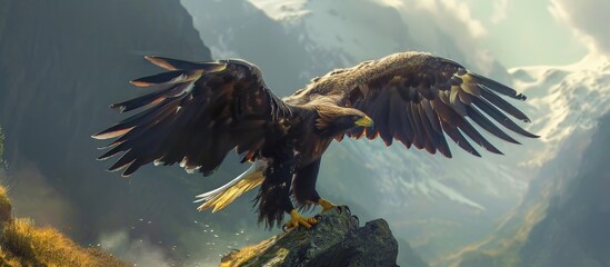 Landing of a big eagle.