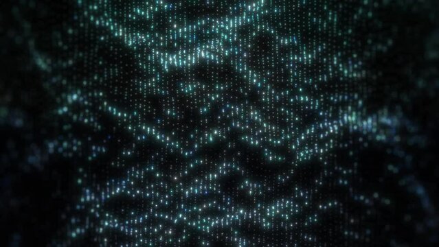 Abstract digital low polygon waves light neon background