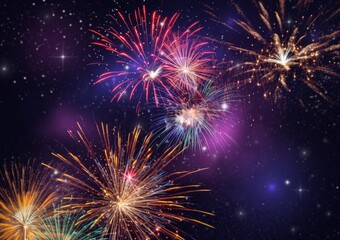 Fototapeta premium Happy 2024 New Year Greeting card with bright firework