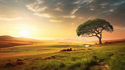 Obraz premium sunset in the savannah