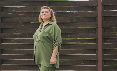 Plus size mature modern lady lifestyle. Middle age lady. Concept of new life after 50s and changes