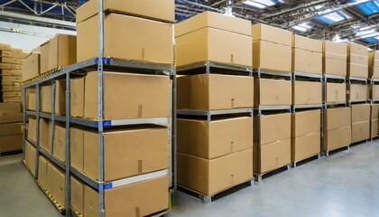 Indoor Packing Stations in Fulfillment Center. Generated with AI