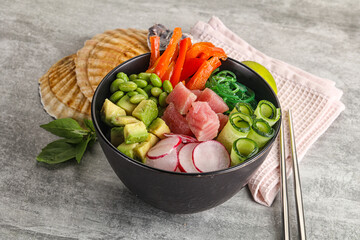 Hawaiian cuisine - poke with tuna and rice