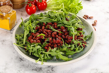 Red canned beans with arugula