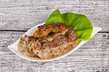 Roasted sliced pork fat bacon