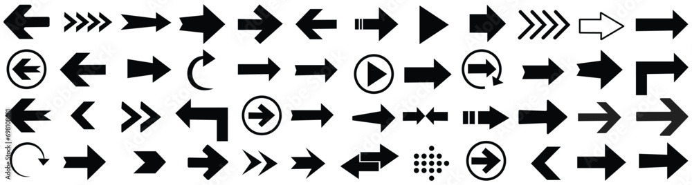 Poster arrows big black set icons. arrow vector collection. arrow icon. arrow. cursor. modern simple arrows