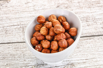Heap of raw natural hazelnut