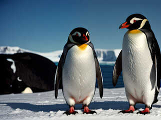 Obraz premium Penguin Antarctica Gothic Kodachrome detailed high quality.
